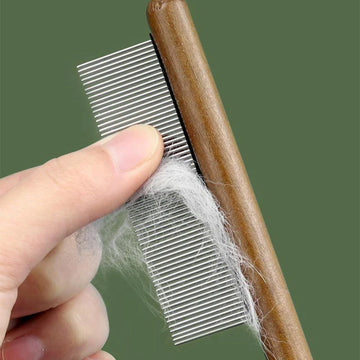 Wood Stainless Steel Pet Brush